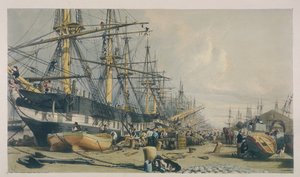 Veduta dei West India Docks da sud-est da William Parrott