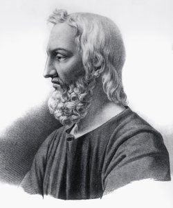 Ritratto di Pedanio Dioscoride (circa 40-circa 90), medico, botanico e farmacista greco, incisione da Nicolas Toussaint Charlet