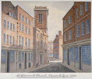 Chiesa di San Clemente, Eastcheap, Città di Londra, 1830 da William Pearson