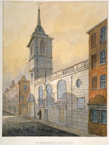 Vista sud-est della Chiesa di Santa Margherita Lothbury, Città di Londra, 1815 da William Pearson