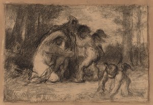 Paesaggio Boschivo con Putti che Aiutano una Donna a Spogliarsi