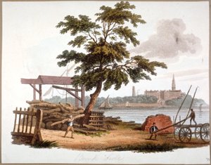 Uomini che Spostano Legname a Bankside, Southwark, Londra da William Pickett