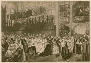 Matrimonio del Principe di Galles e della Principessa Alessandra di Danimarca, Cappella di San Giorgio, Castello di Windsor da William Powell (after) Frith