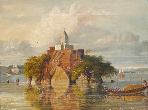 La Roccia del Fakeer a Janguira, vicino a Sultanganj sul Gange da William Prinsep