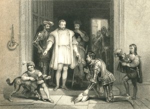 Il falso omaggio di Bolingbroke a Riccardo II, al castello di Flint, 1836 da William Radclyffe