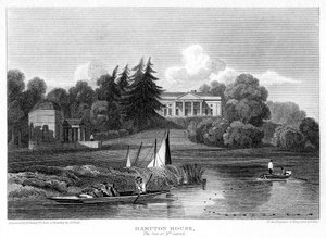 Hampton House, la residenza del Sig. Garrick, Hampton, Richmond upon Thames, Londra, 1815