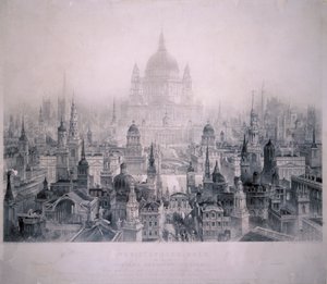 Città dei sogni degli edifici di Christopher Wren, 1842 da William Richardson