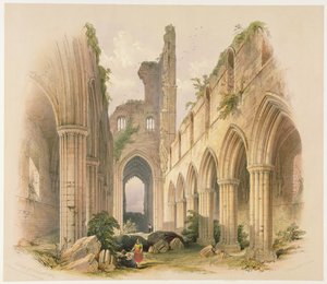 Abbazia di Kirkstall, la navata e il coro, da 