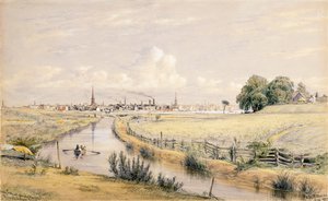 Jersey City con uno scorcio di New York dal canale di Bergen, 1854 da William Rickarby Miller