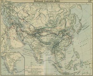 Commercio medievale in Asia. Dal The Historical Atlas da William Robert Shepherd