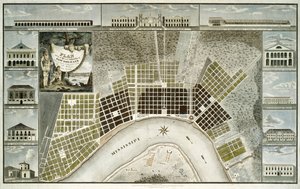 Piano della città e dei sobborghi di New Orleans, 1817 da William Rollinson
