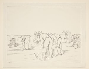 Lavoratori agricoli con picconi e secchi da William Rothenstein