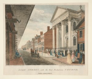 High Street, con la Prima Chiesa Presbiteriana, Filadelfia da William Russell Birch