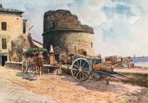 Bastione sulla riva, Ceriale (litografia a colori)
