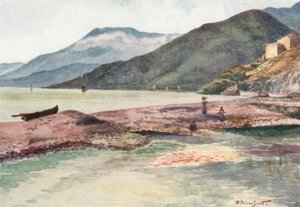 Italia e Francia, Foce della Roya (litografia a colori)