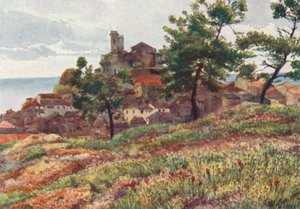Il centro storico di Cannes (litografia a colori)