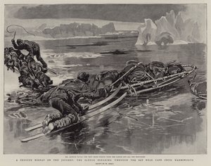 Un grave incidente durante il viaggio, la slitta che si rompe attraverso il ghiaccio vicino a Cape Cecil Harmsworth da William Small
