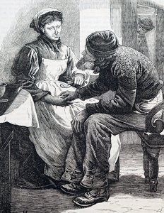 Una coppia anziana. Di William Small (1843-1929) un illustratore inglese. 1880 (incisione)