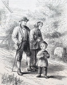 Una coppia anziana e il loro nipote. Di William Small (1843-1929) un illustratore inglese. 1880 (incisione) da William Small
