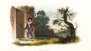 William Smellie, da ragazzo, che prende un nido di giovani passeri dai loro genitori in un esperimento da William Smellie