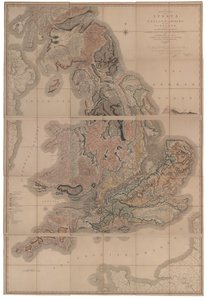 Delineazione degli Strati di Inghilterra e Galles con una Parte della Scozia La prima mappa geologica da William Smith