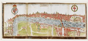 Sloane 2596, f.52 Veduta di Londra da sud, che mostra il fiume Tamigi, il London Bridge e la Torre da William Smith