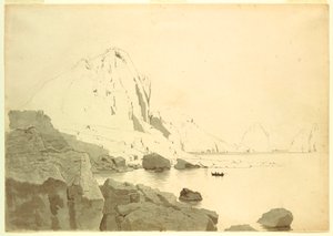 Disegno, Veduta di Capri, Italia, con la costa meridionale e il Faraglione, 1865 ca. da William Stanley Haseltine