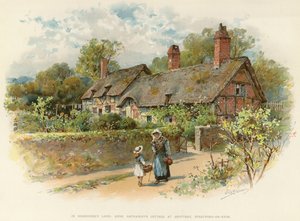 Il cottage di Anne Hathaway a Shottery (litografia a colori) da William Stephen Coleman