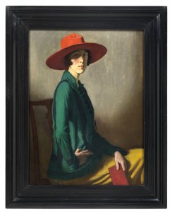 Signora con cappello rosso