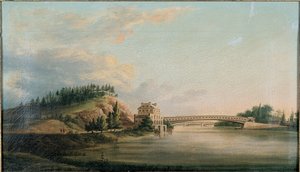 Vista di un ponte sul fiume Schuylkill, c.1815 da William Strickland
