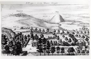 Veduta dal campanile di Avebury di Silbury Hill, illustrazione da 