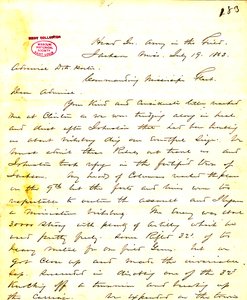 Lettera di W. T. Sherman, quartier generale, Esercito sul campo, Jackson, Mississippi, a [David D.] Porter, 19 luglio 1863