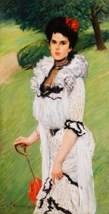 Il vestito bianco - Ritratto di una giovane donna in un parco, 1903 da William Thomas Smedley