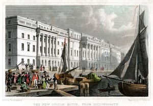 La nuova Dogana, da Billingsgate, Città di Londra, c1830