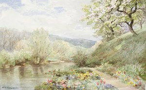 Giardino di Fidelia Bridges a Canaan, Connecticut da William Trost Richards