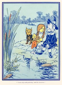 "Sono stato fatto solo ieri," disse lo Spaventapasseri." da "Il meraviglioso mago di Oz" di L. Frank Baum da William Wallace Denslow