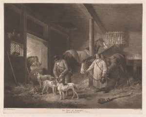 Cacciatori nella stalla preparano i loro animali da William Ward