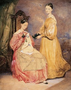 Ritratto di Florence Nightingale (1820-1910) con sua sorella Frances Parthenope (acquerello di William White Warren) da William White (attr. to) Warren