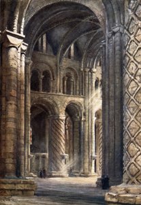 Durham, Interno della Cattedrale guardando attraverso la Navata verso il Transetto Sud da William Wiehe Collins