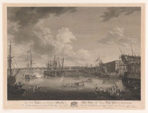 Veduta del cantiere navale di Deptford da William Woollett