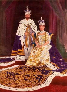 Le loro Maestà Re Giorgio V e Regina Maria nei loro abiti di incoronazione, 1911, 1951