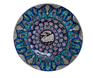 Piatto con uccello e pesce da William de Morgan