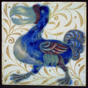 Piastrella con disegno di uccello (ceramica)