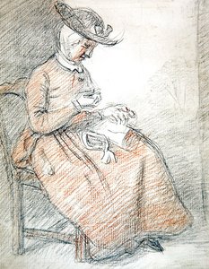 Donna seduta che cuce da William of Bath Hoare