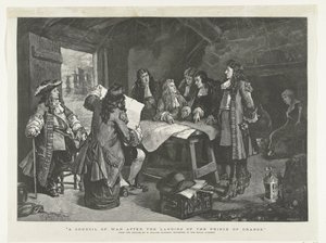 Guglielmo III tiene un consiglio di guerra in una capanna di pescatori, 1688 da Williamson