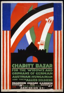 Manifesto per un bazar di beneficenza per le vedove e gli orfani dei soldati tedeschi, austriaci, ungheresi e confederati al Madison Square Garden di New York.
