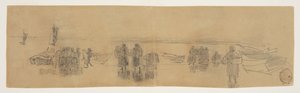 Spiaggia con quattro barche da pesca, Cullercoats, Inghilterra da Winslow Homer