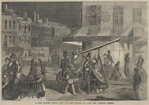 Scena di strada serale a Boston, all
