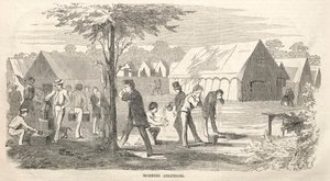Schizzi del raduno del campo: abluzioni mattutine, 1858 da Winslow Homer