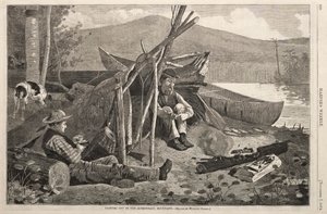 Campeggio nelle montagne Adirondack, 1874